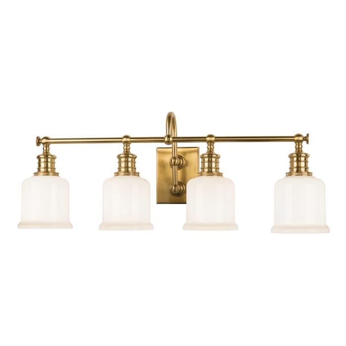Hudson Valley Keswick 4-Light 29" Bathroom Vanity Light in Aged Brass Hudson Valley Keswick 4-Light 29" Bathroom Vanity Light in Aged Brass