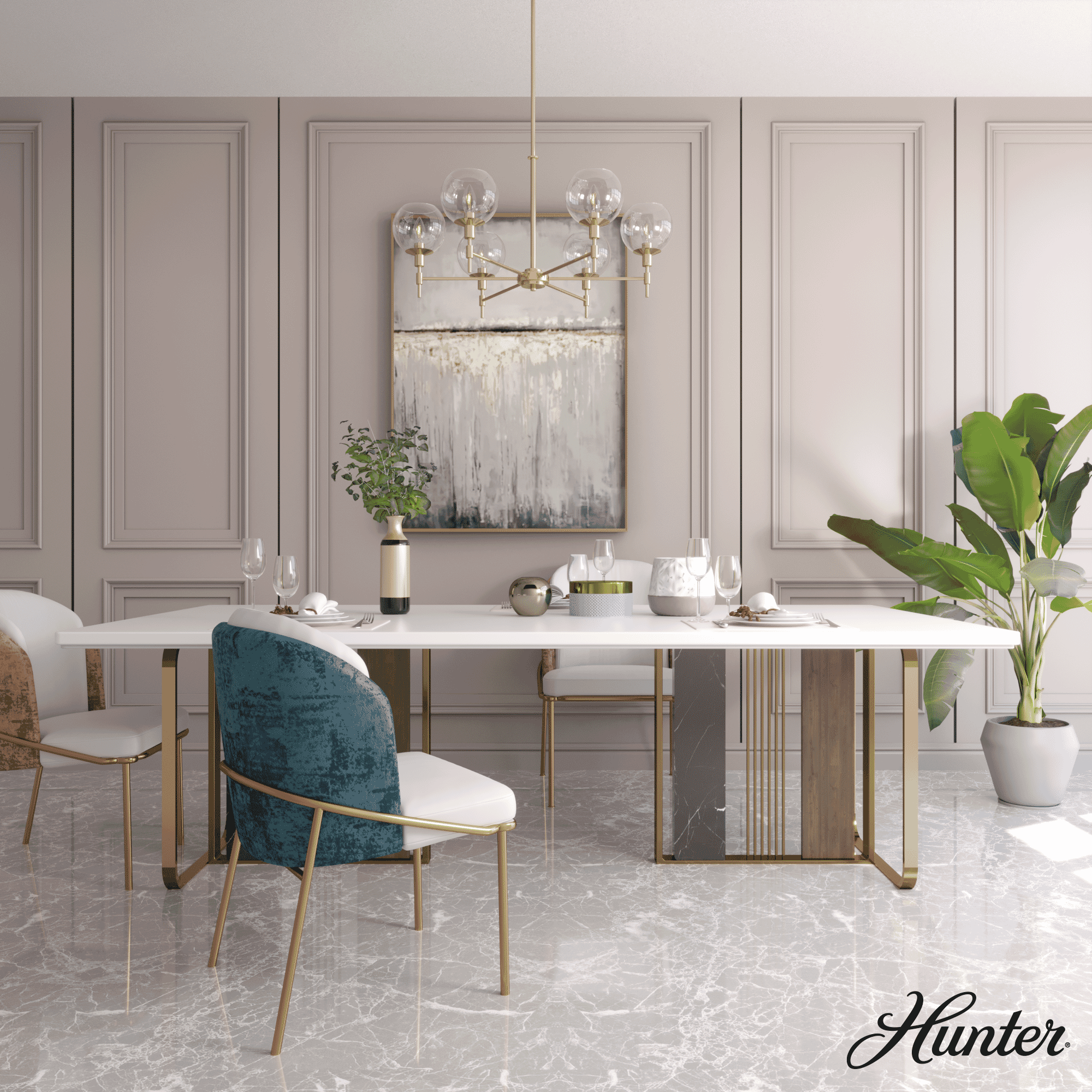 Hunter Xidane 6-Light Chandelier in Alturas Gold