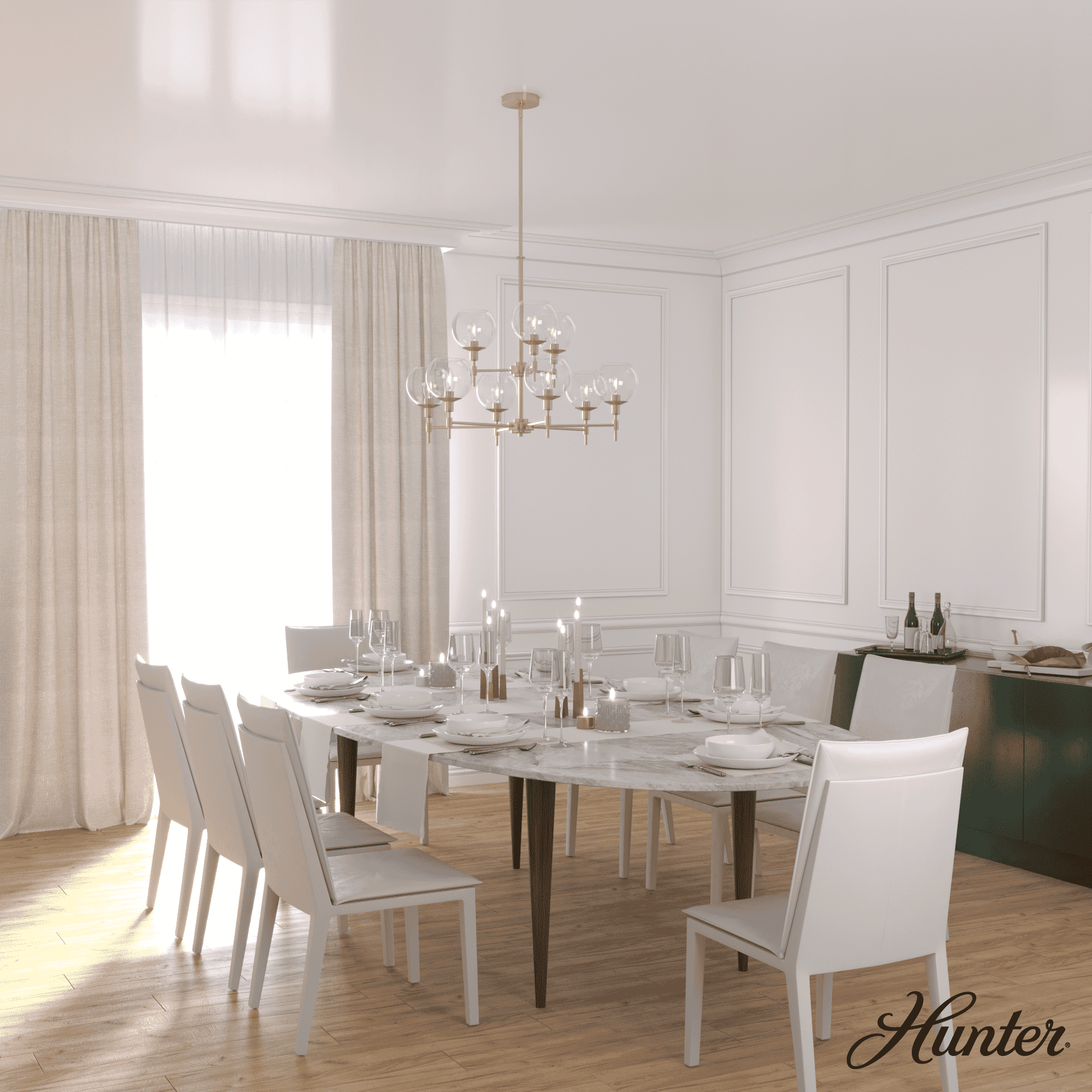 Hunter Xidane 9-Light 2 Tier Chandelier in Alturas Gold