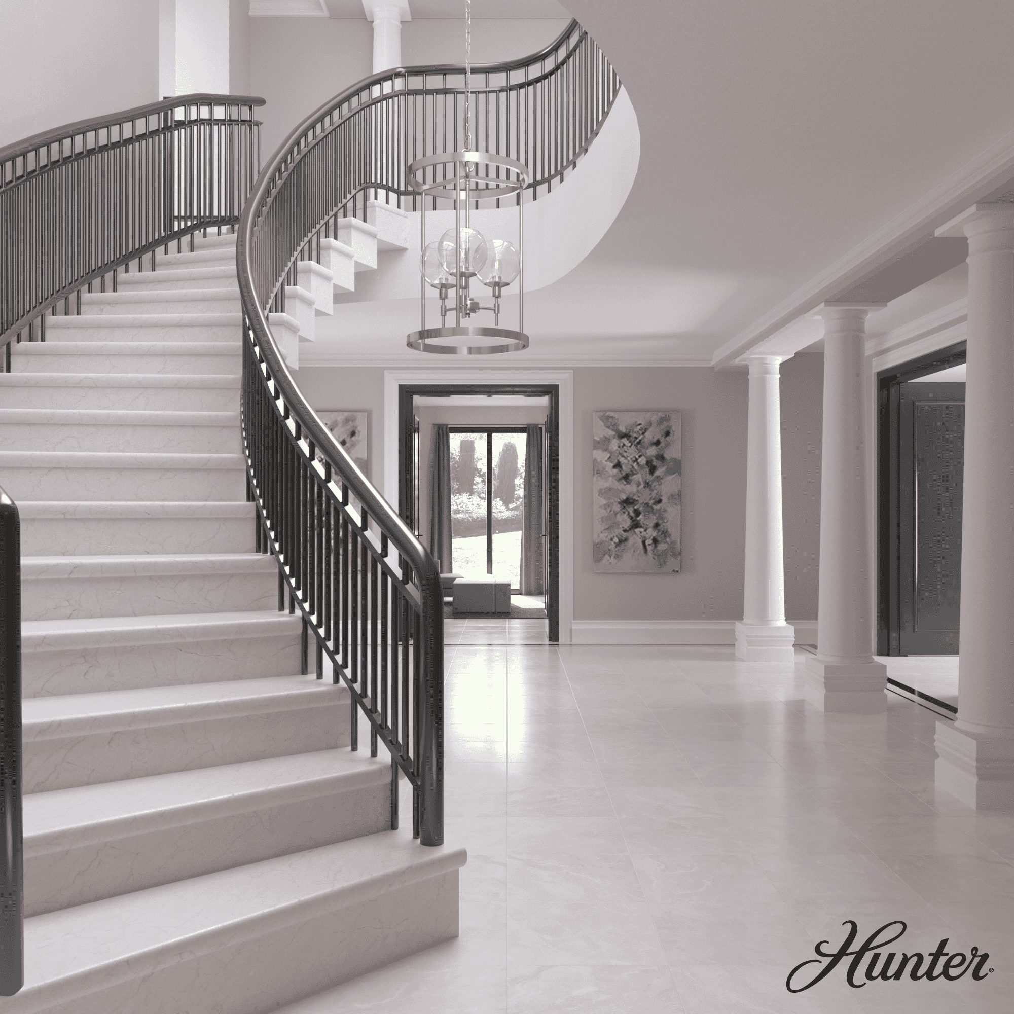 Hunter Xidane 3-Light 15 Inch Foyer Lantern in Alturas Gold