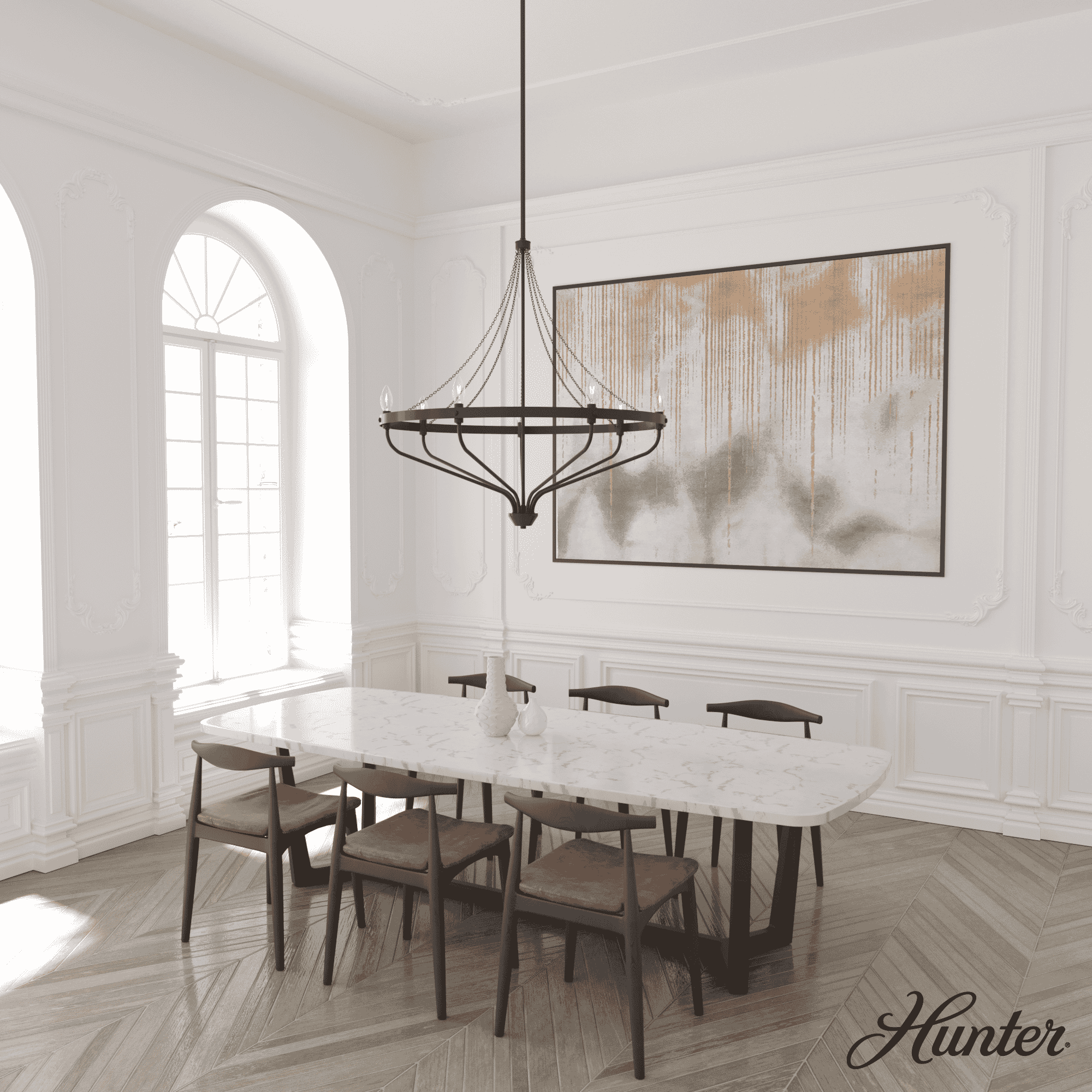Hunter Merlin 7-Light Chandelier in Noble Bronze