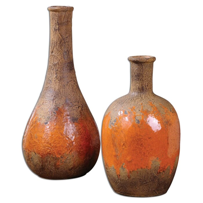 Uttermost Kadam 12" Ceramic Vases in Rust Brown (Set of 2) Uttermost Kadam 12" Ceramic Vases in Rust Brown (Set of 2)