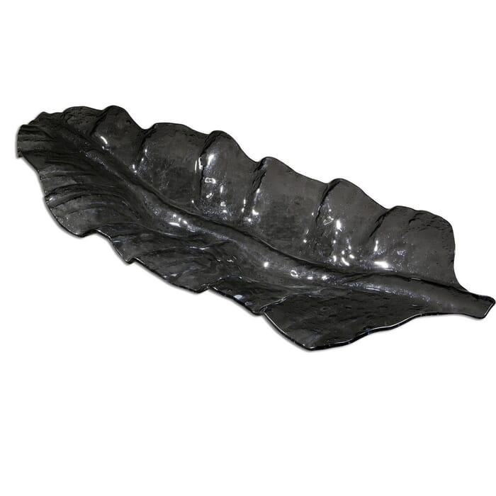 Uttermost Smoked Leaf 43" Glass Tray in Smoked Dark Gray Uttermost Smoked Leaf 43" Glass Tray in Smoked Dark Gray