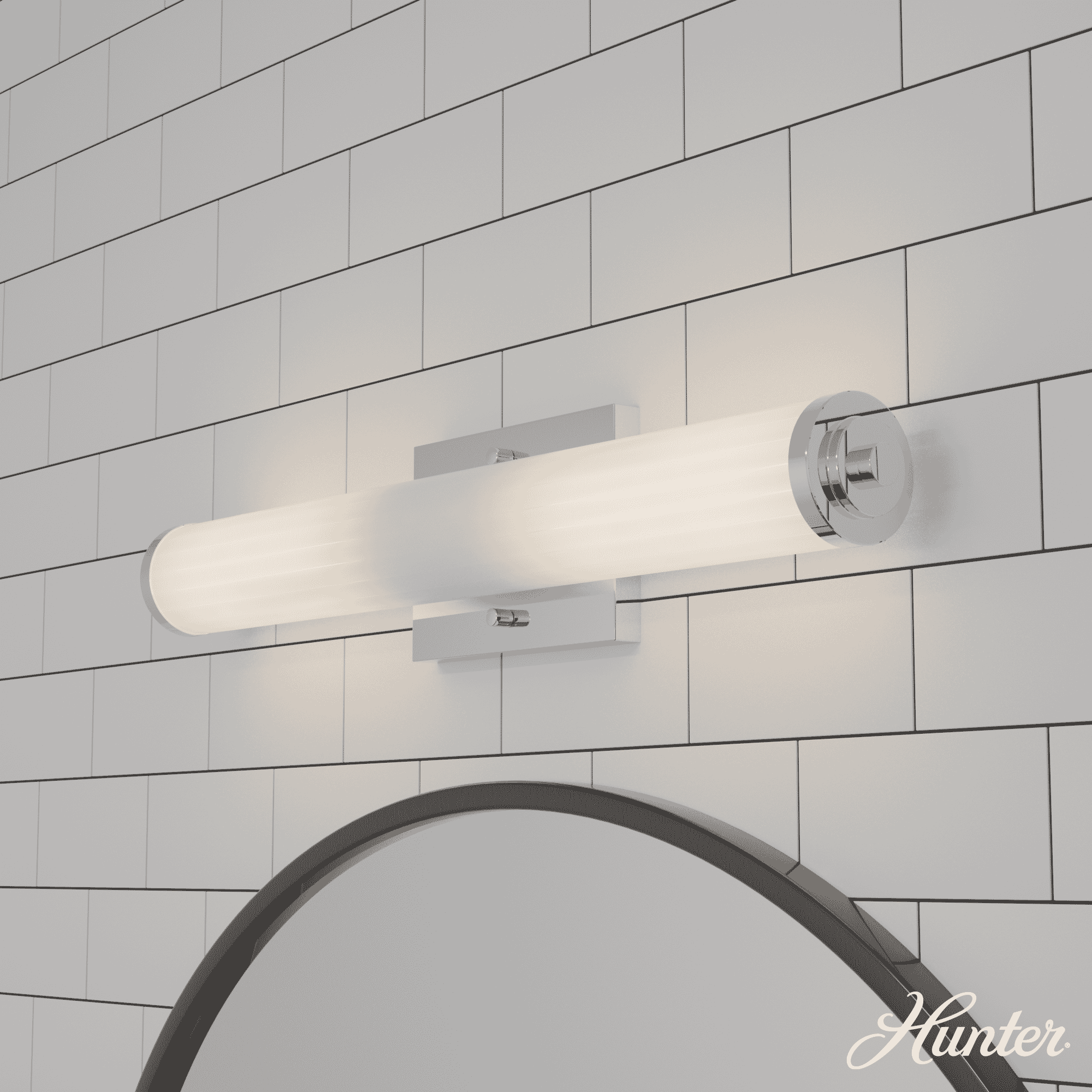 Hunter Holly Grove 2-Light Bathroom Vanity Light in Chrome