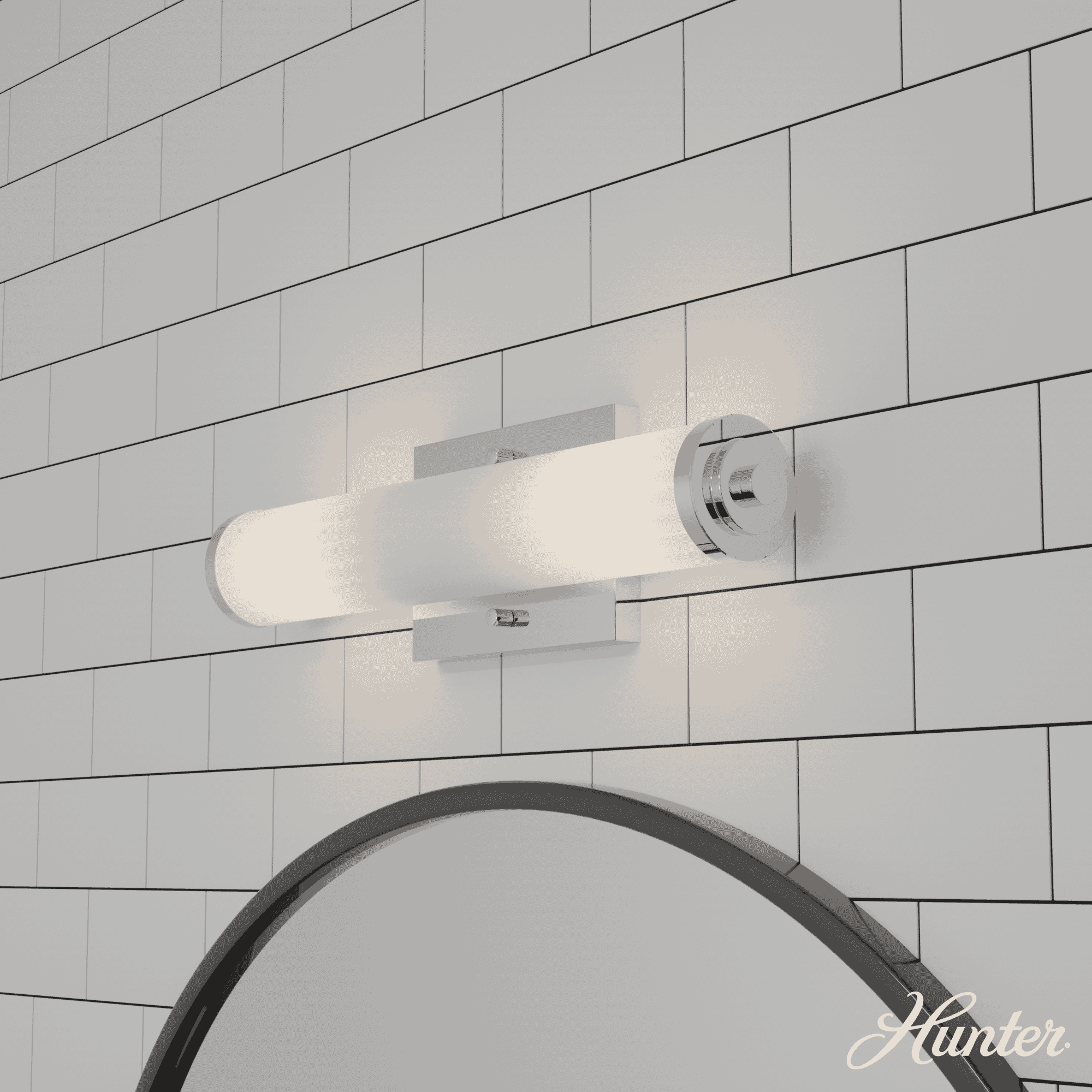 Hunter Holly Grove 2-Light Bathroom Vanity Light in Chrome
