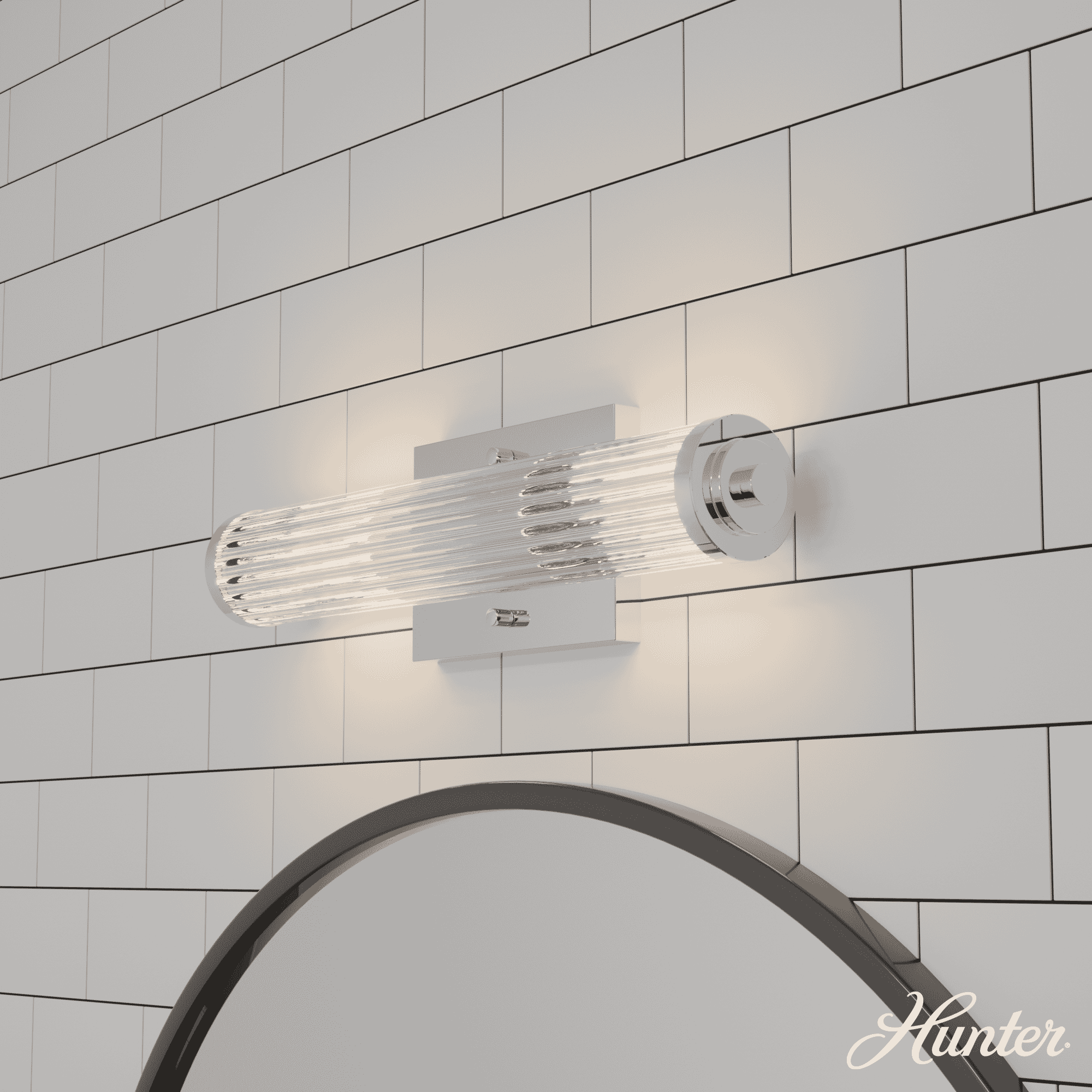 Hunter Holly Grove 2-Light Bathroom Vanity Light in Chrome