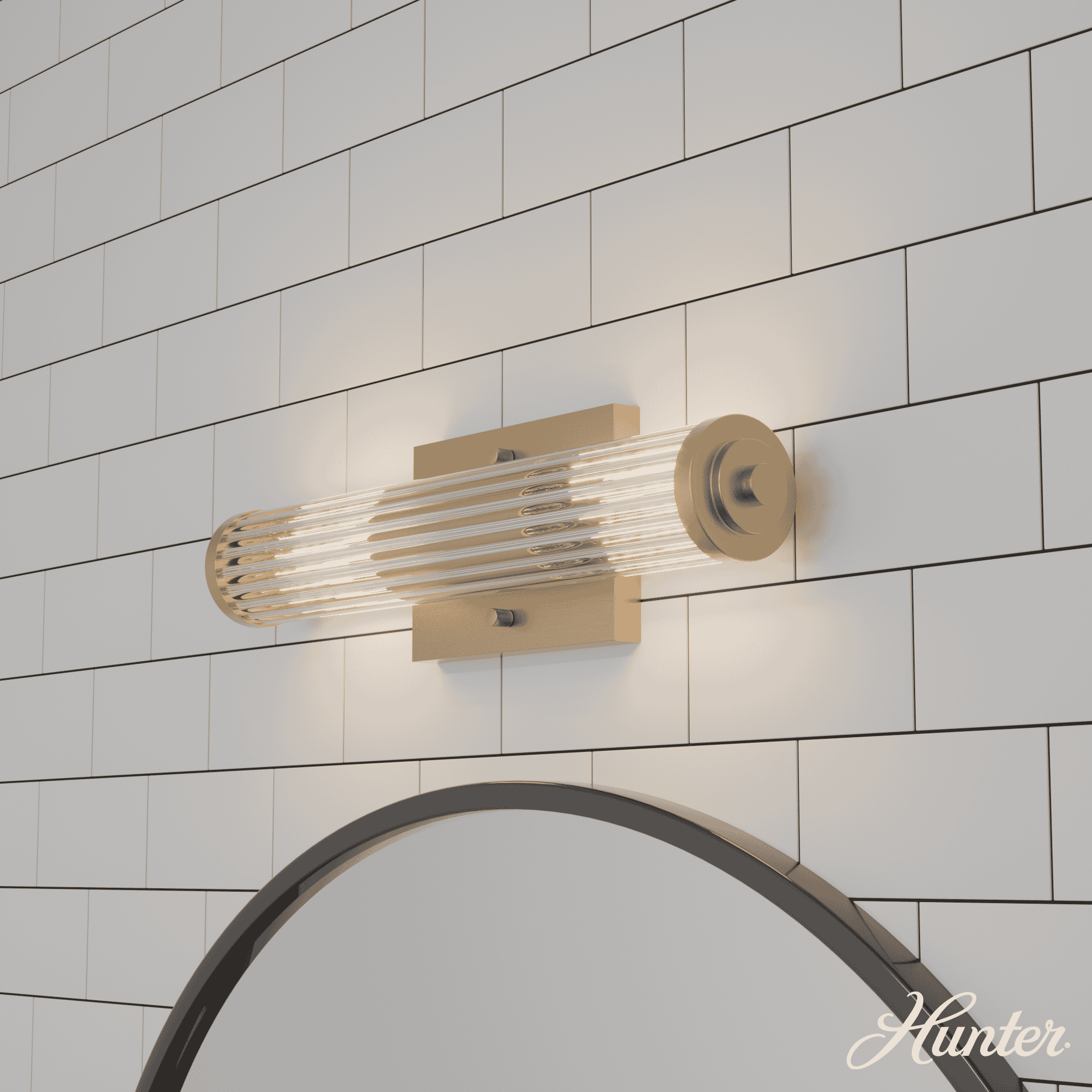 Hunter Holly Grove 2-Light Bathroom Vanity Light in Alturas Gold