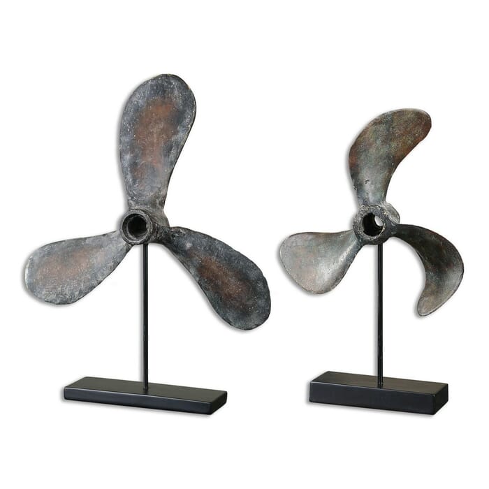 Uttermost Propellers Sculptures in Rust Brown/Green Tarnish (Set of 2) Uttermost Propellers Sculptures in Rust Brown/Green Tarnish (Set of 2)