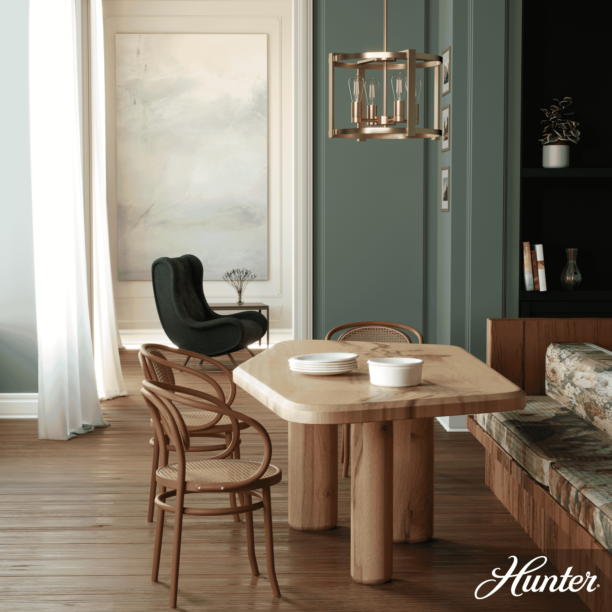Hunter Astwood 4-Light Chandelier in Alturas Gold