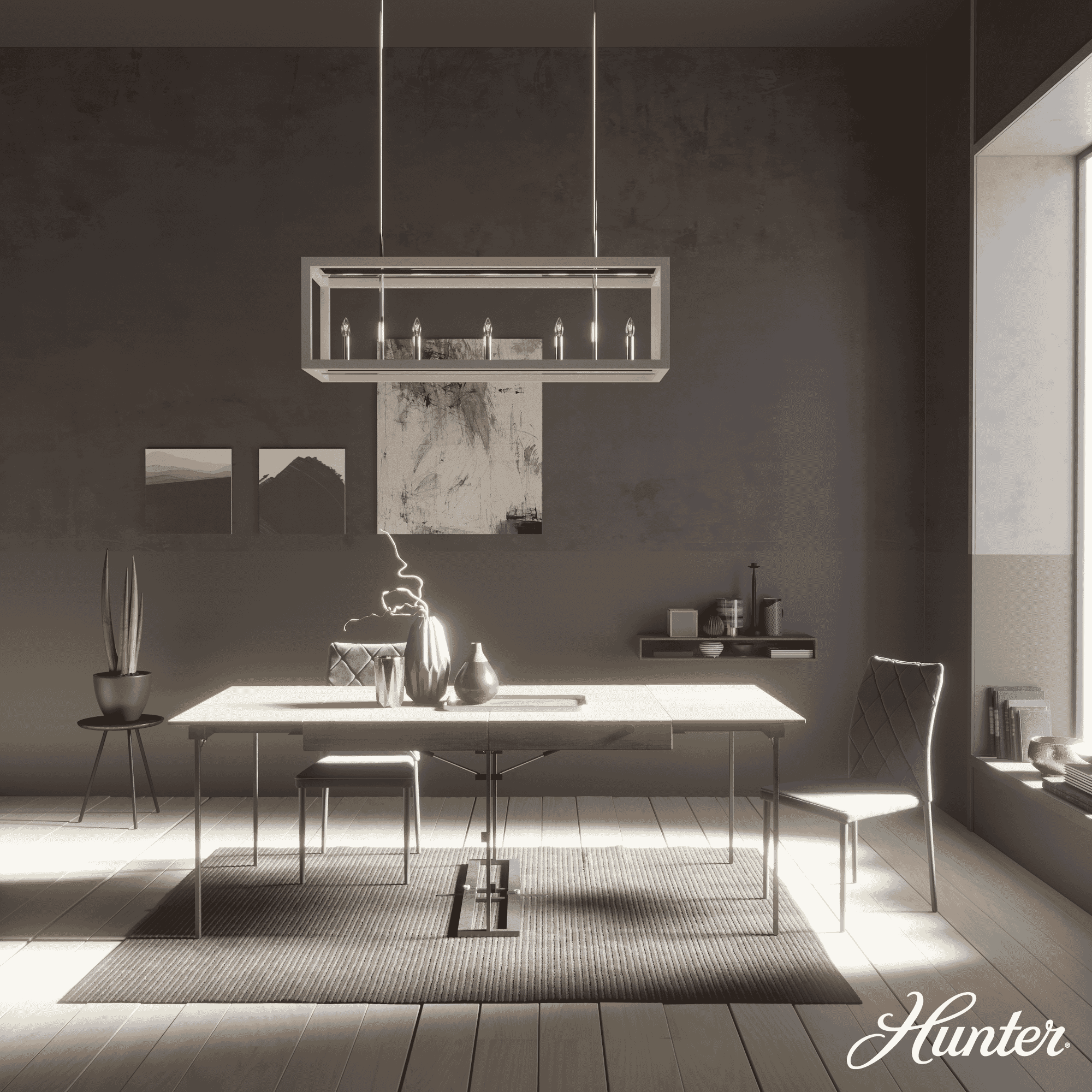 Hunter Squire Manor 5-Light Linear Chandelier in Chrome