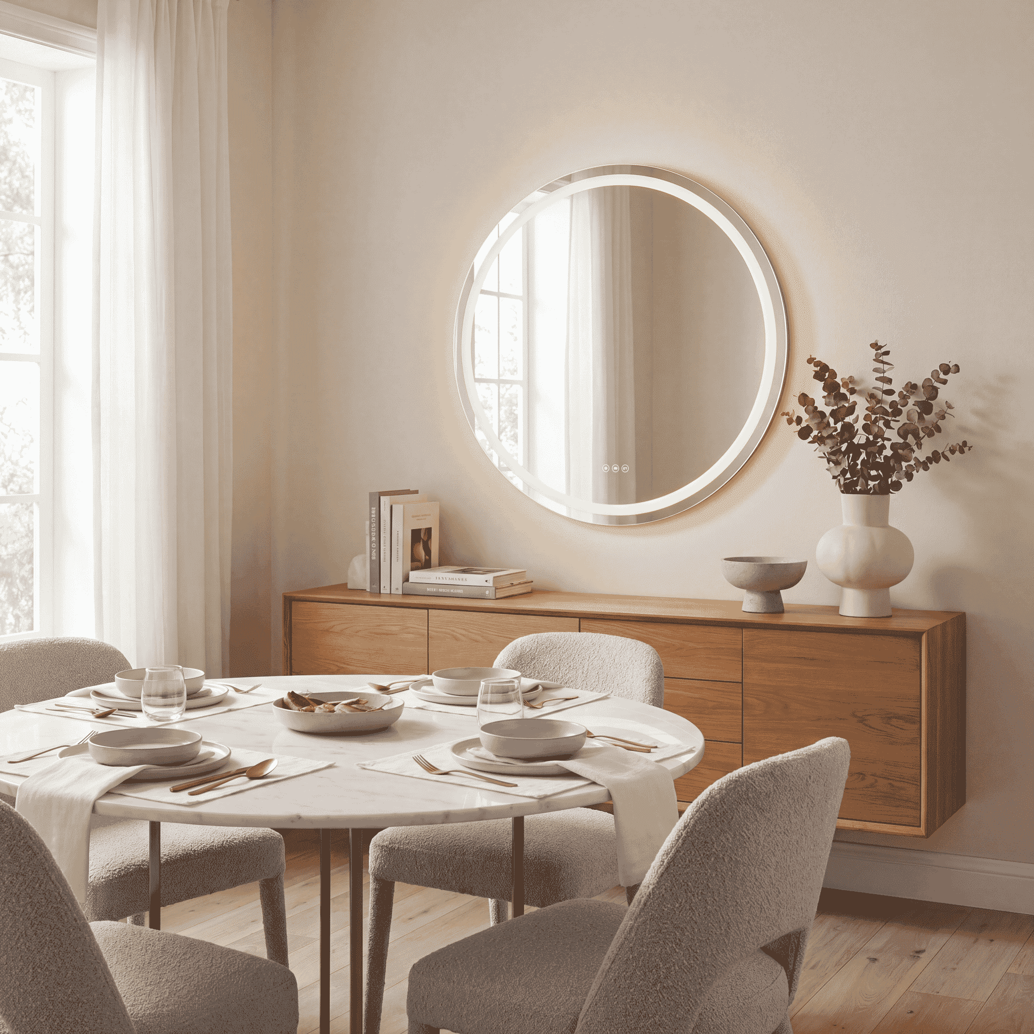 Beckett LED Round Frontlit and Backlit Mirror