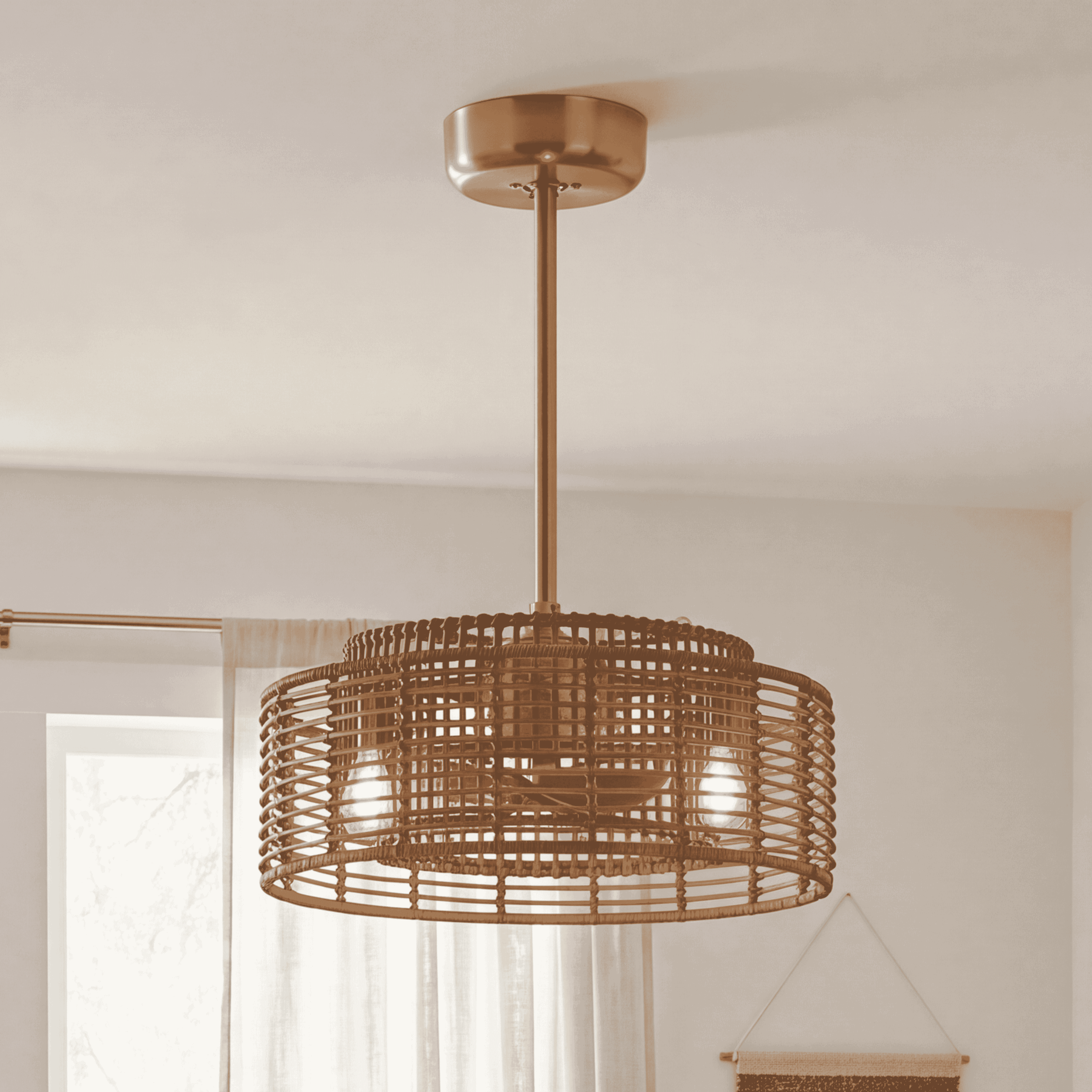 Warm Brass Four Light Fandelier from the Ferndale Collection
