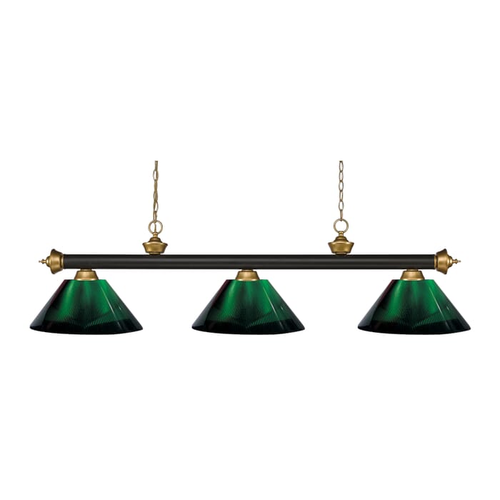 Z-Lite Riviera 3-Light Linear Pendant Light In Bronze With Satin Gold Z-Lite Riviera 3-Light Linear Pendant Light In Bronze With Satin Gold