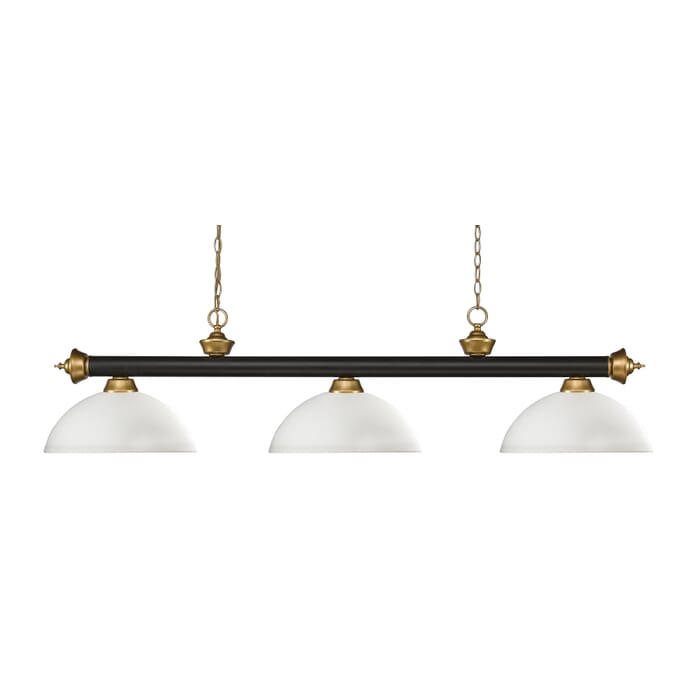 Z-Lite Riviera 3-Light Linear Pendant Light In Bronze With Satin Gold Z-Lite Riviera 3-Light Linear Pendant Light In Bronze With Satin Gold