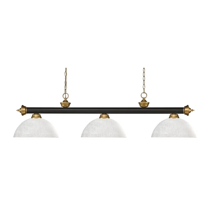 Z-Lite Riviera 3-Light Linear Pendant Light In Bronze With Satin Gold Z-Lite Riviera 3-Light Linear Pendant Light In Bronze With Satin Gold