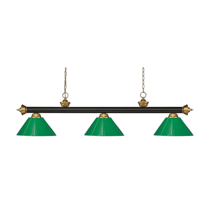 Z-Lite Riviera 3-Light Linear Pendant Light In Bronze With Satin Gold Z-Lite Riviera 3-Light Linear Pendant Light In Bronze With Satin Gold
