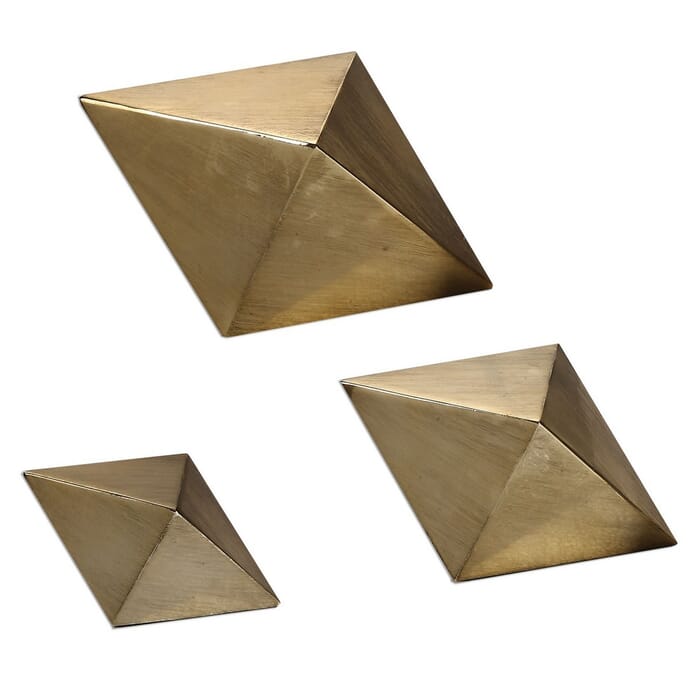 Uttermost Rhombus 8.25" Table Top Accents in Antique Champagne (Set of 3) Uttermost Rhombus 8.25" Table Top Accents in Antique Champagne (Set of 3)