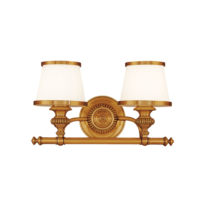 Hudson Valley Milton 2-Light 16" Bathroom Vanity Light in Flemish Brass Hudson Valley Milton 2-Light 16" Bathroom Vanity Light in Flemish Brass