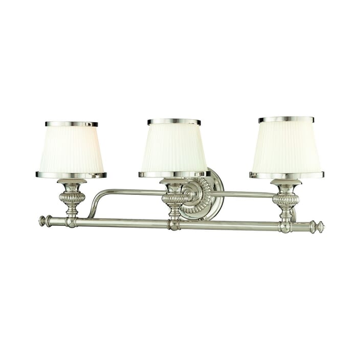 Hudson Valley Milton 3-Light 25" Bathroom Vanity Light in Polished Nickel Hudson Valley Milton 3-Light 25" Bathroom Vanity Light in Polished Nickel