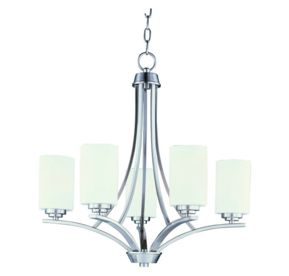 Maxim Deven 5-Light Satin White Chandelier in Satin Nickel