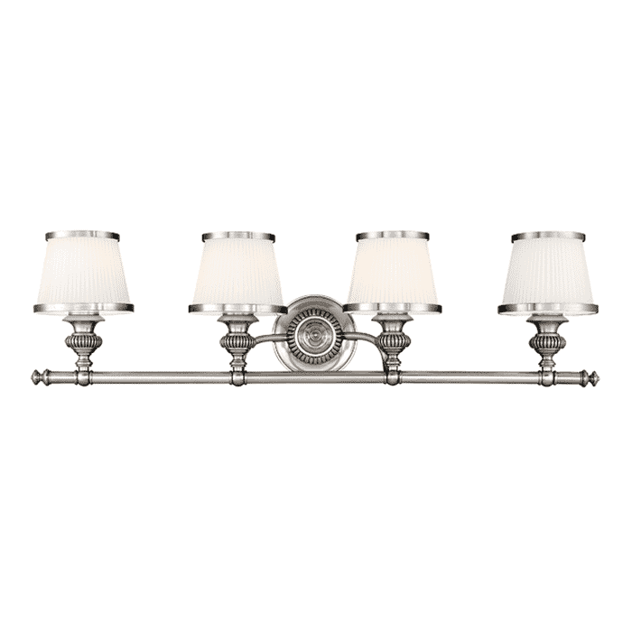 Hudson Valley Milton 4-Light 34" Bathroom Vanity Light in Polished Nickel Hudson Valley Milton 4-Light 34" Bathroom Vanity Light in Polished Nickel