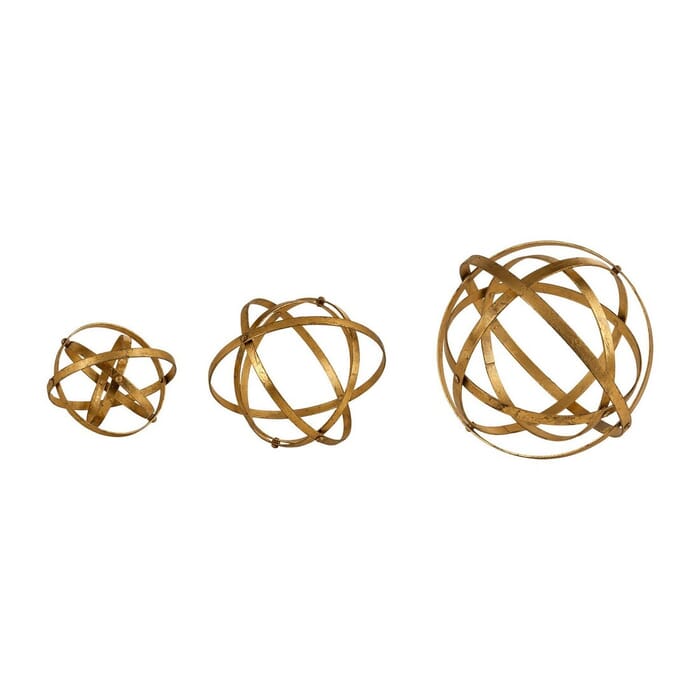 Uttermost Stetson 11.75" Spheres in Antique Gold Leaf (Set of 3) Uttermost Stetson 11.75" Spheres in Antique Gold Leaf (Set of 3)