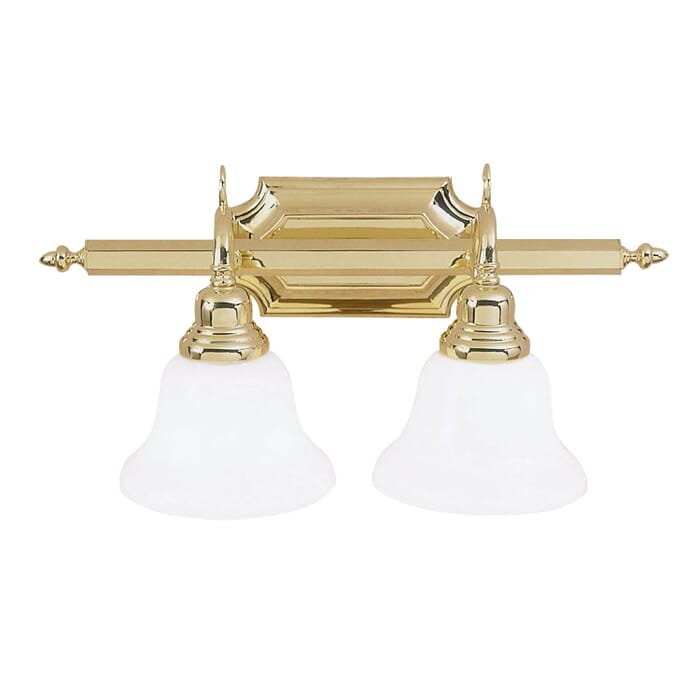 French Regency 2-Light Bathroom Vanity Light in Polished Brass French Regency 2-Light Bathroom Vanity Light in Polished Brass
