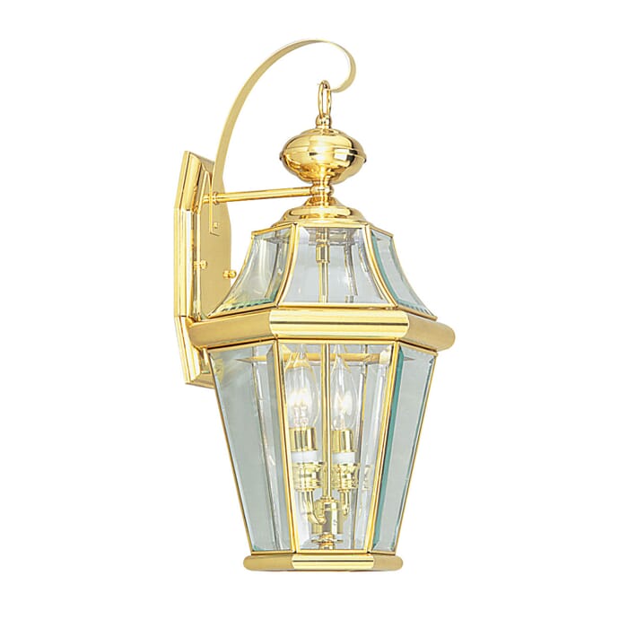 Georgetown 2-Light Outdoor Wall Lantern in Polished Brass Georgetown 2-Light Outdoor Wall Lantern in Polished Brass