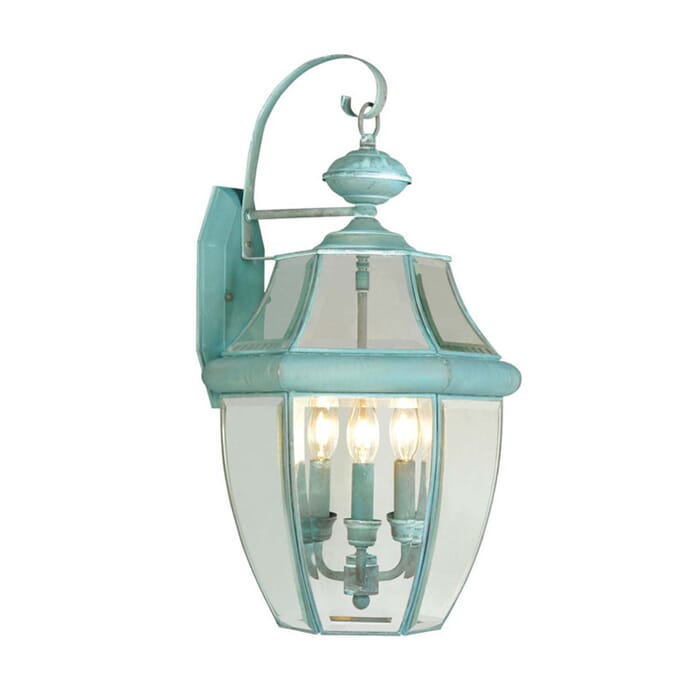 Monterey 3-Light Outdoor Wall Lantern in Verdigris Monterey 3-Light Outdoor Wall Lantern in Verdigris