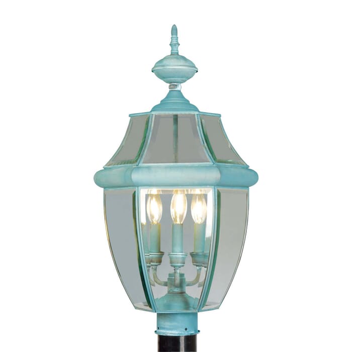 Monterey 3-Light Post-Top Lanterm in Verdigris Monterey 3-Light Post-Top Lanterm in Verdigris
