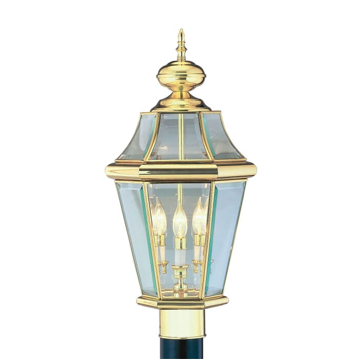 Georgetown 3-Light Post-Top Lanterm in Polished Brass Georgetown 3-Light Post-Top Lanterm in Polished Brass