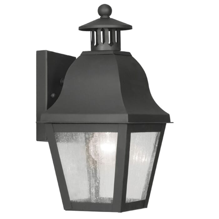 Amwell 1-Light Outdoor Wall Lantern in Black Amwell 1-Light Outdoor Wall Lantern in Black