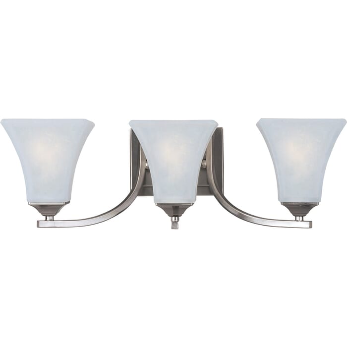 Maxim Lighting Aurora 3-Light Bathroom Vanity Light in Satin Nickel Maxim Lighting Aurora 3-Light Bathroom Vanity Light in Satin Nickel