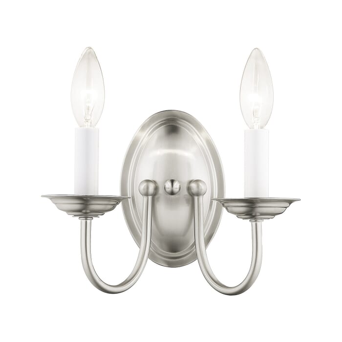 Home Basics 2-Light Wall Sconce in Brushed Nickel Home Basics 2-Light Wall Sconce in Brushed Nickel