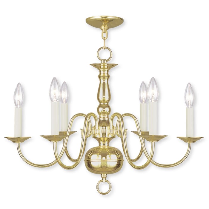 Williamsburgh 6-Light Chandelier in Polished Brass Williamsburgh 6-Light Chandelier in Polished Brass