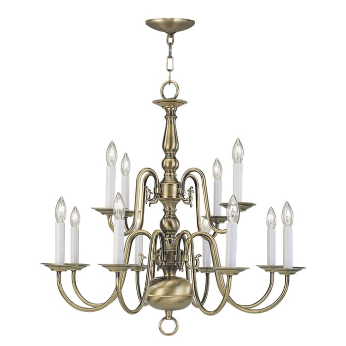 Williamsburgh 12-Light Chandelier in Antique Brass Williamsburgh 12-Light Chandelier in Antique Brass