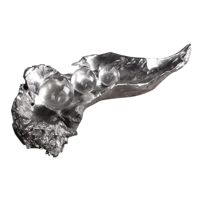 Uttermost Three Peas In A Pod Sculpture in Tarnished Metallic Silver Uttermost Three Peas In A Pod Sculpture in Tarnished Metallic Silver