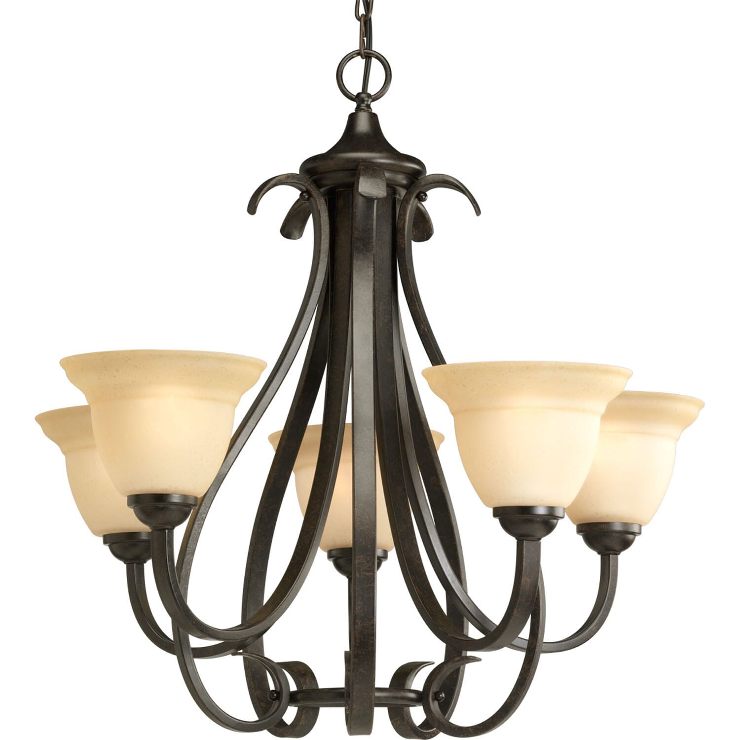 Forged Bronze Five Light Chandelier from the Torino Collection