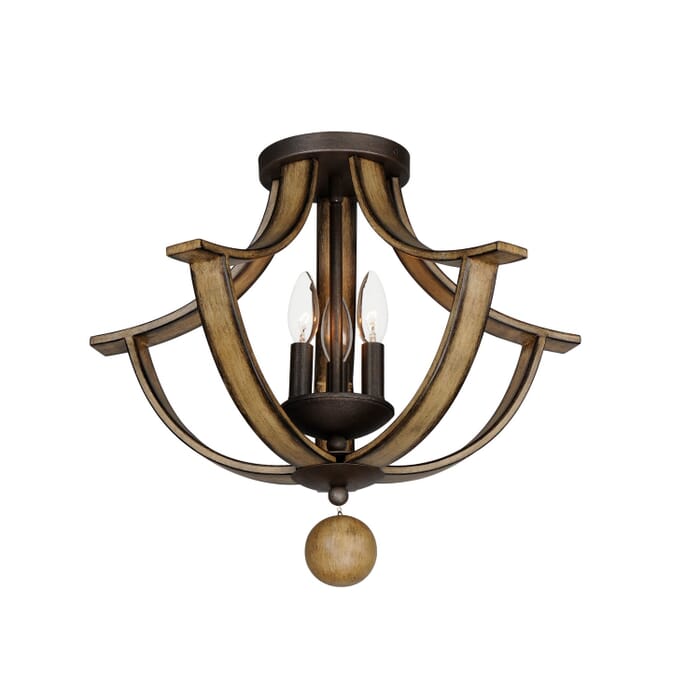 Basque 3-Light Semi-Flush Mount in Driftwood with Anthracite Basque 3-Light Semi-Flush Mount in Driftwood with Anthracite