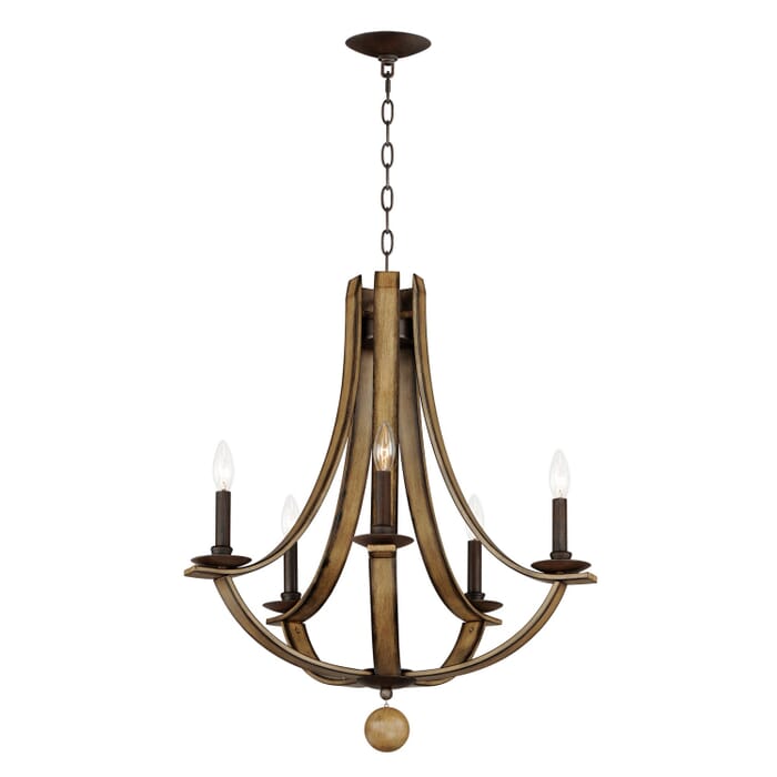 Basque 5-Light Chandelier in Driftwood with Anthracite Basque 5-Light Chandelier in Driftwood with Anthracite