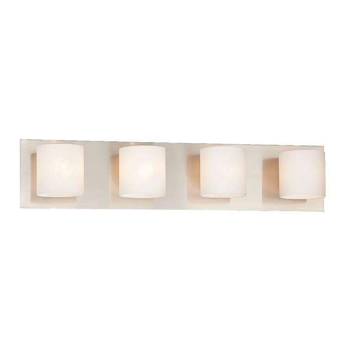 Geos 4-Light Bathroom Bathroom Vanity Light in Satin Nickel Geos 4-Light Bathroom Bathroom Vanity Light in Satin Nickel