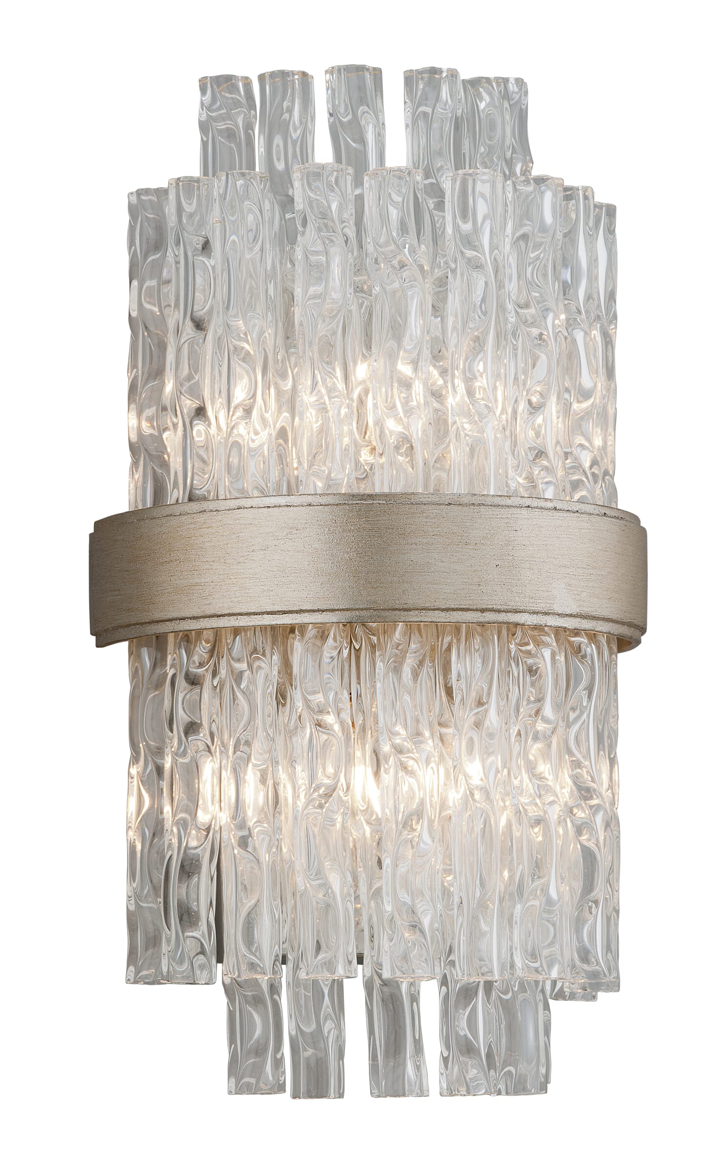 Corbett Chime 2-Light Wall Sconce in Silver Leaf Polished Stainless