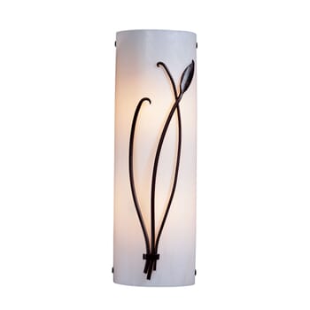 Hubbardton Forge 17" 2-Light Forged Leaf and Stem Sconce in Dark Smoke