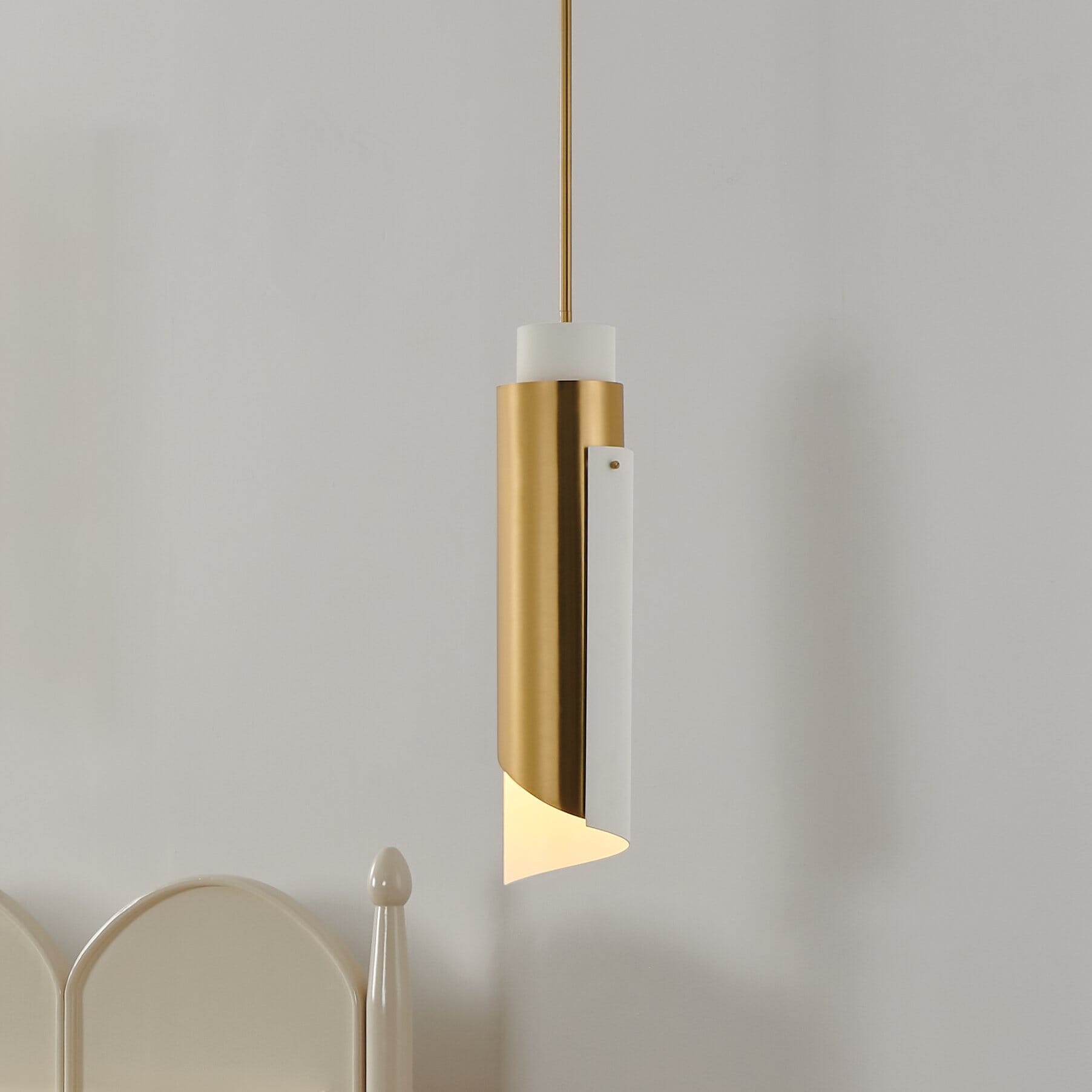Enzio 6-inch 1-light Brushed Gold Pendant Light with Brushed Gold and Matte White Metal Shade
