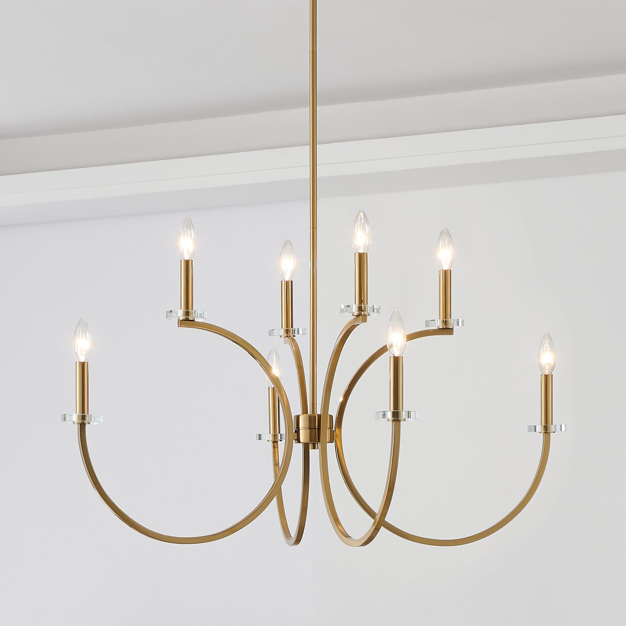 Florian 36-inch 8-light Brushed Gold and Clear Glass Chandelier