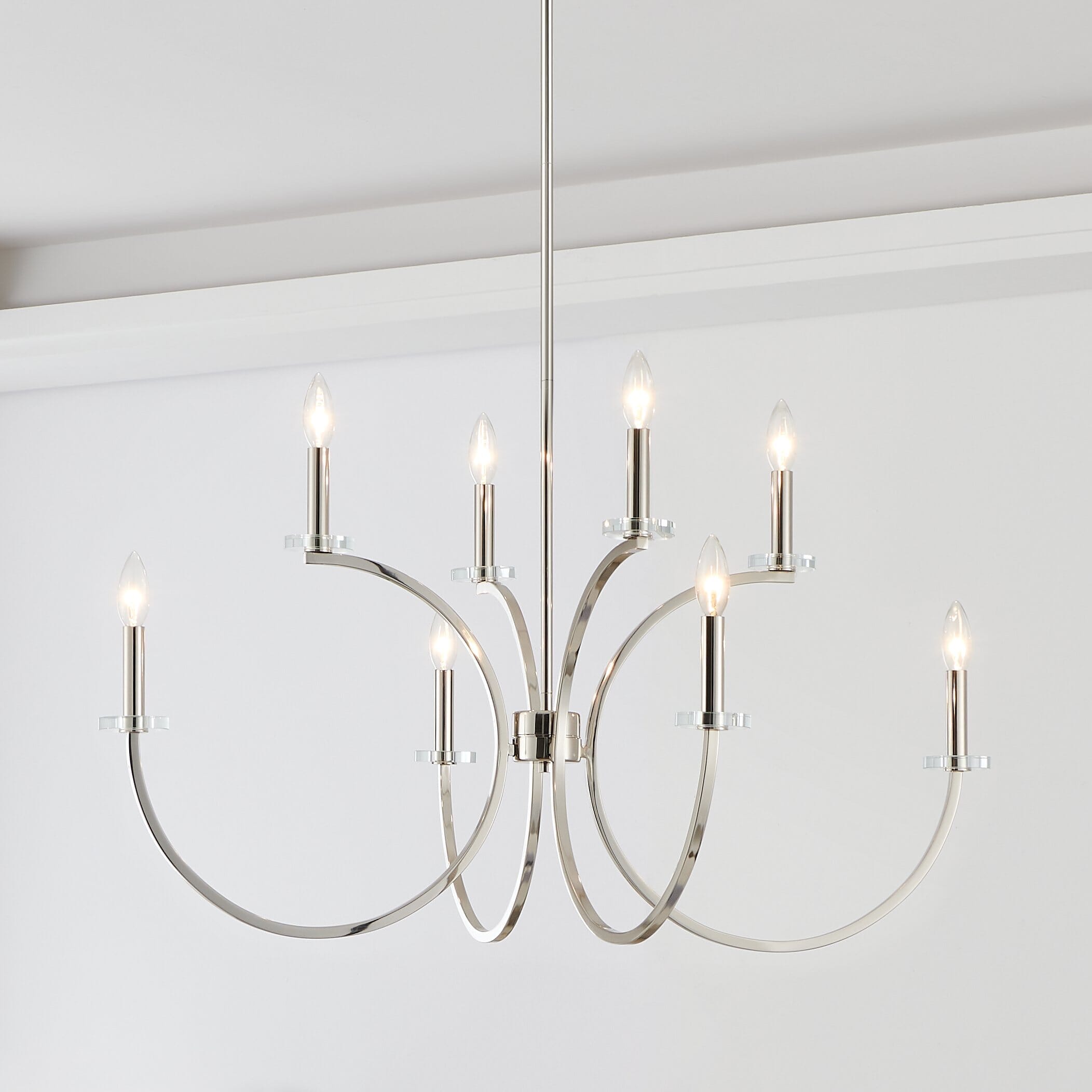 Florian 36-inch 8-light Polished Nickel and Clear Glass Chandelier