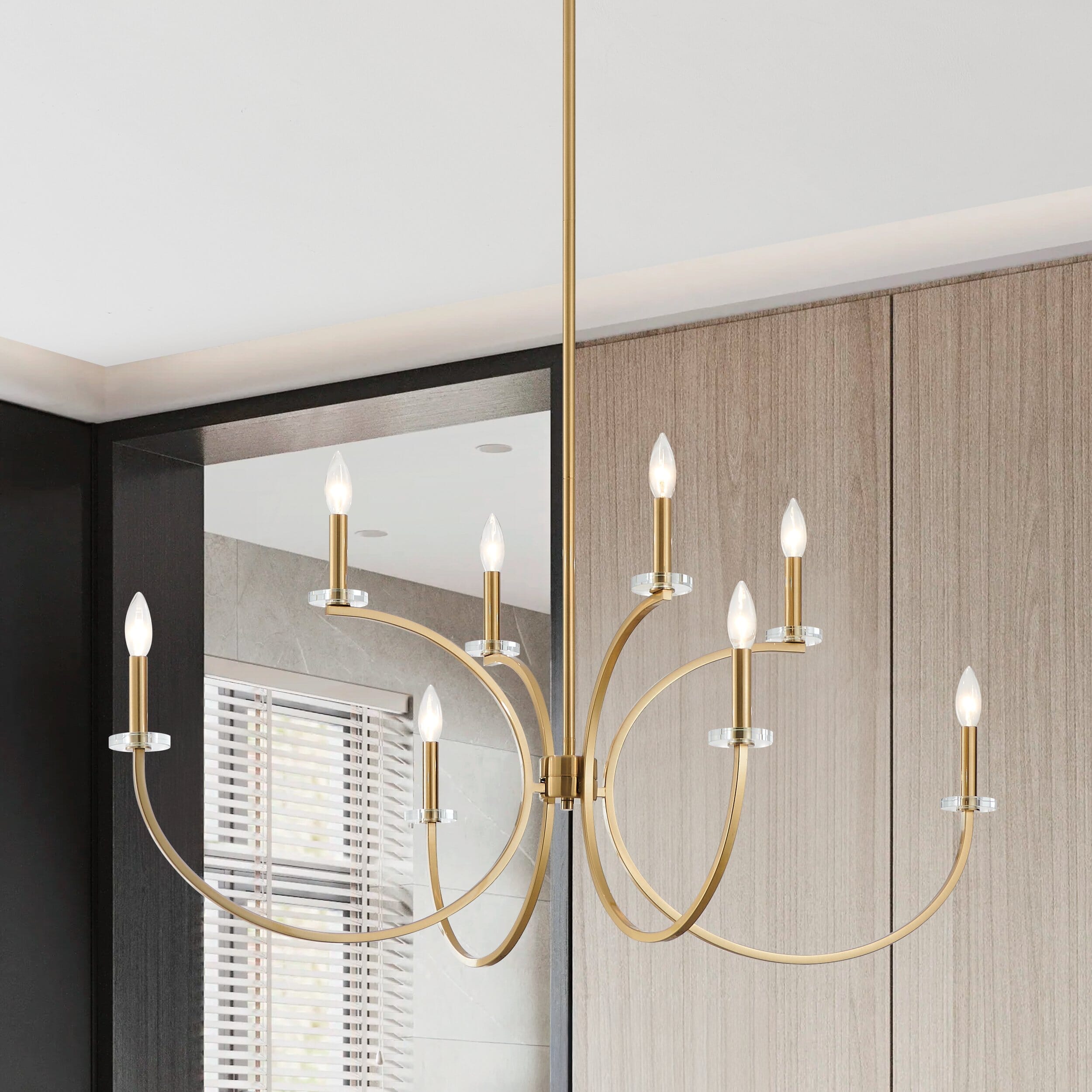 Florian 44-inch 8-light Brushed Gold and Clear Glass Chandelier