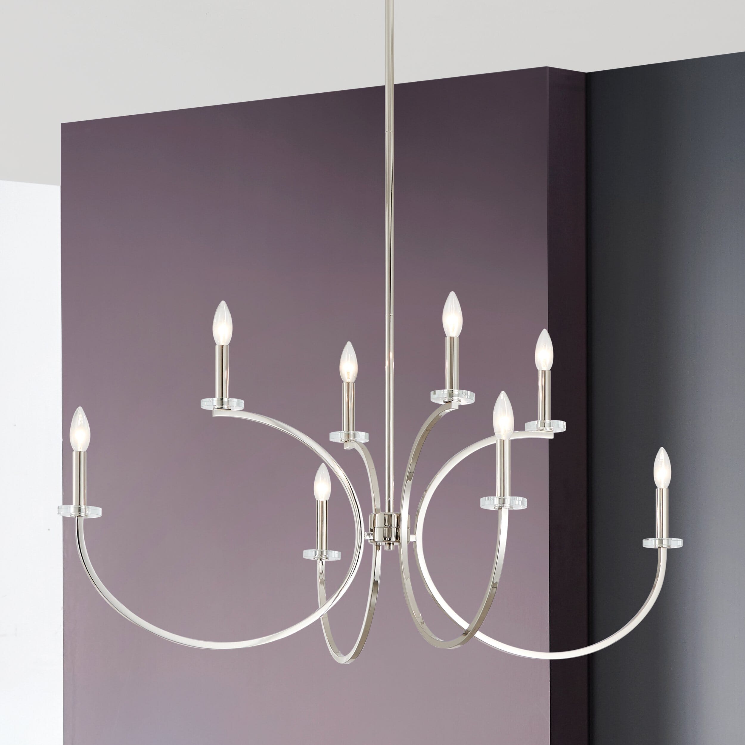 Florian 44-inch 8-light Polished Nickel and Clear Glass Chandelier