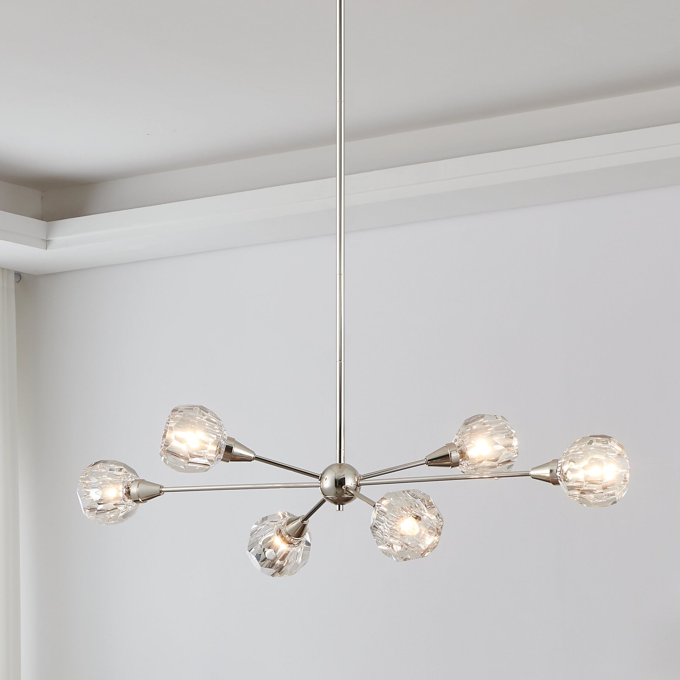 Helena 42-inch 6-light Polished Nickel Chandelier with Clear Acrylic Shades