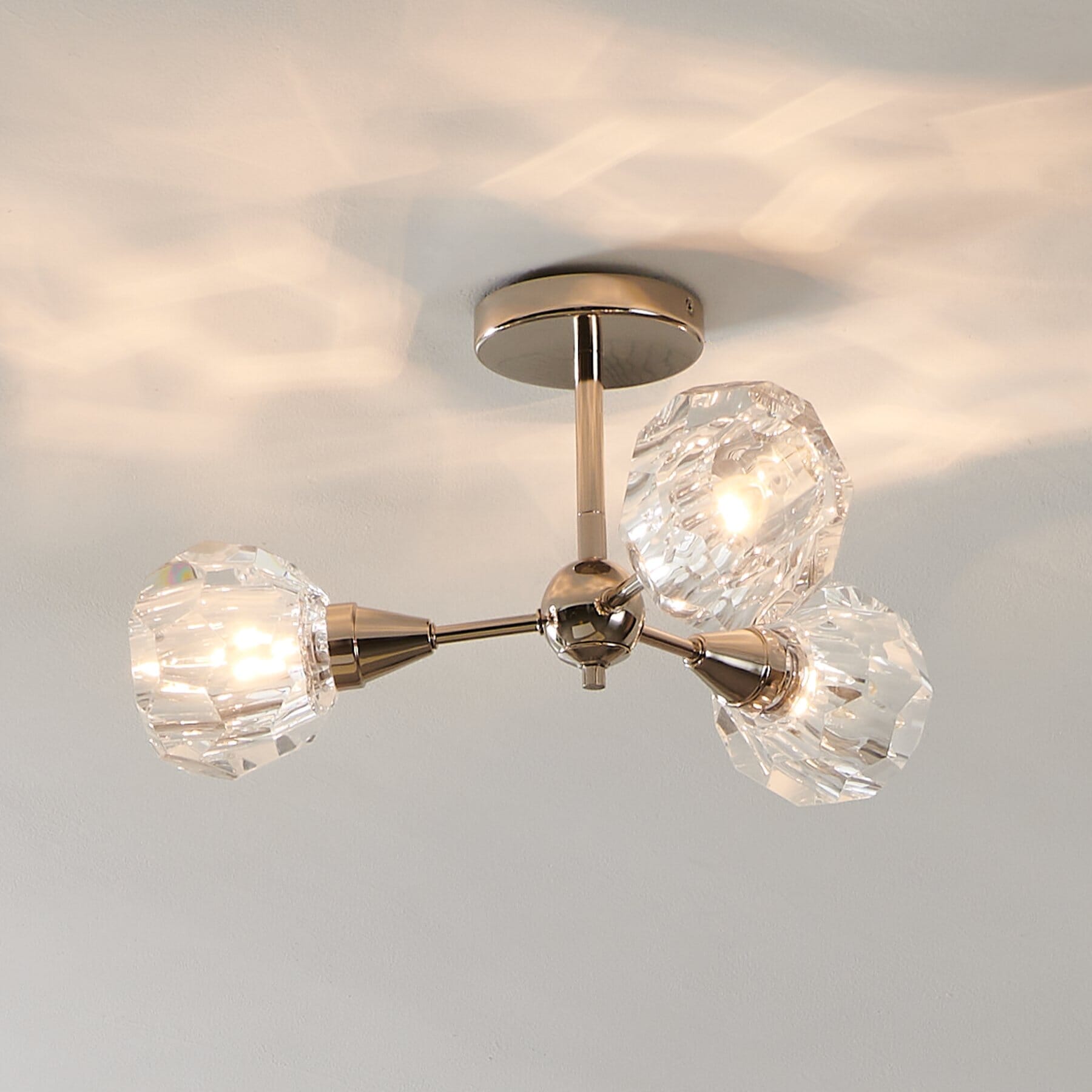 Helena 20-inch 3-light Polished Nickel Semi-Flush Mount with Clear Acrylic Shades